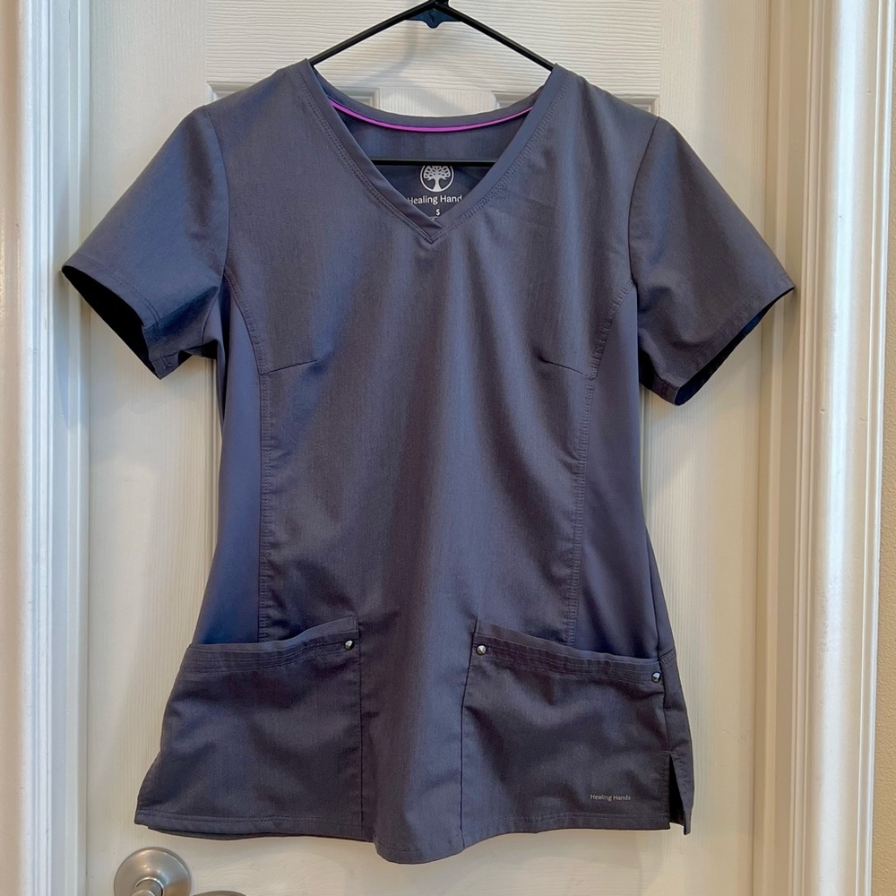 Women’s Healing Hands Juliet Scrub Top, Pewter